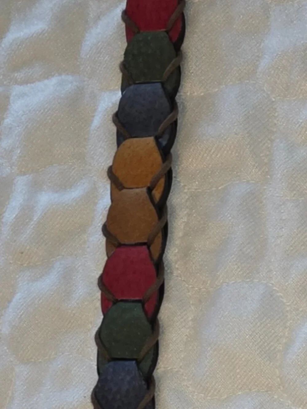 Vintage Braided Leather Belt 1990s Suede Multicolor Boho Pig Split Sz M Retro